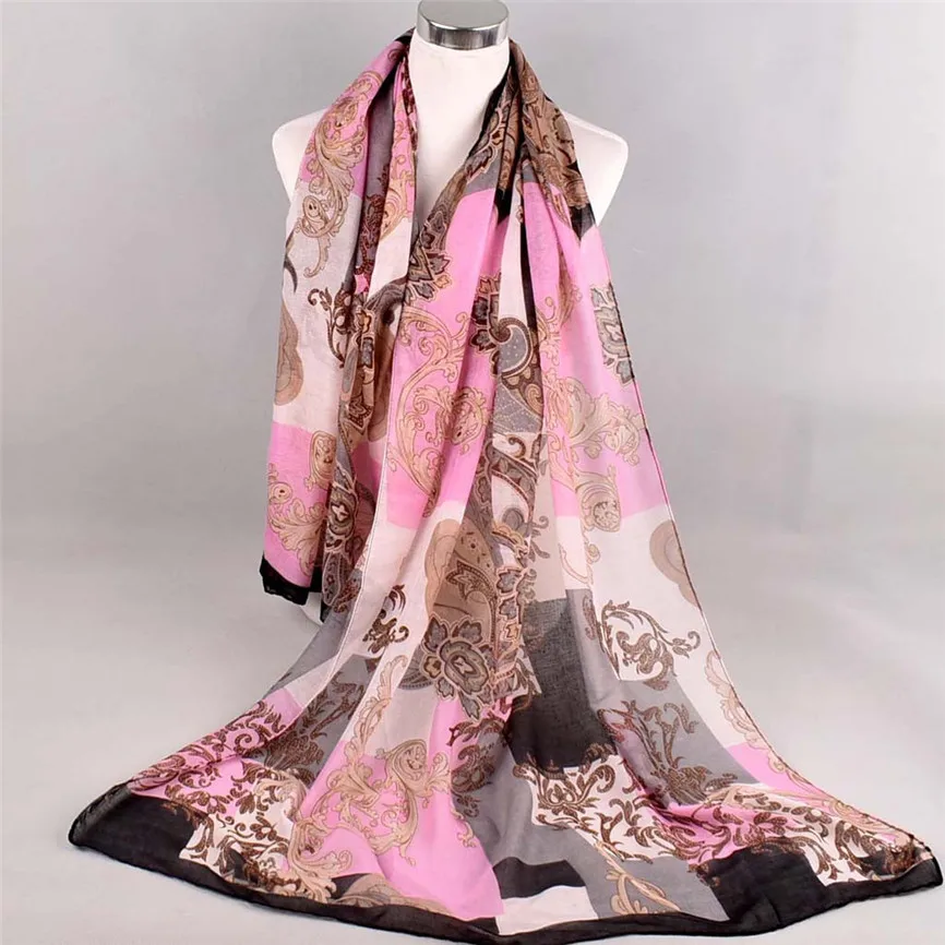 Модный женский шарф с цветочным принтом мягкие женские длинные многоцелевые