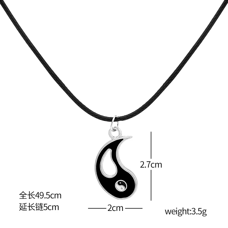

Good and evil Tai Chi black and white necklace with retro originality and versatile personality Chinese style couple Pendant