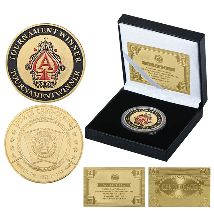 Фишка для покера позолоченная монета с подарочной коробкой сувениры Декор дома |