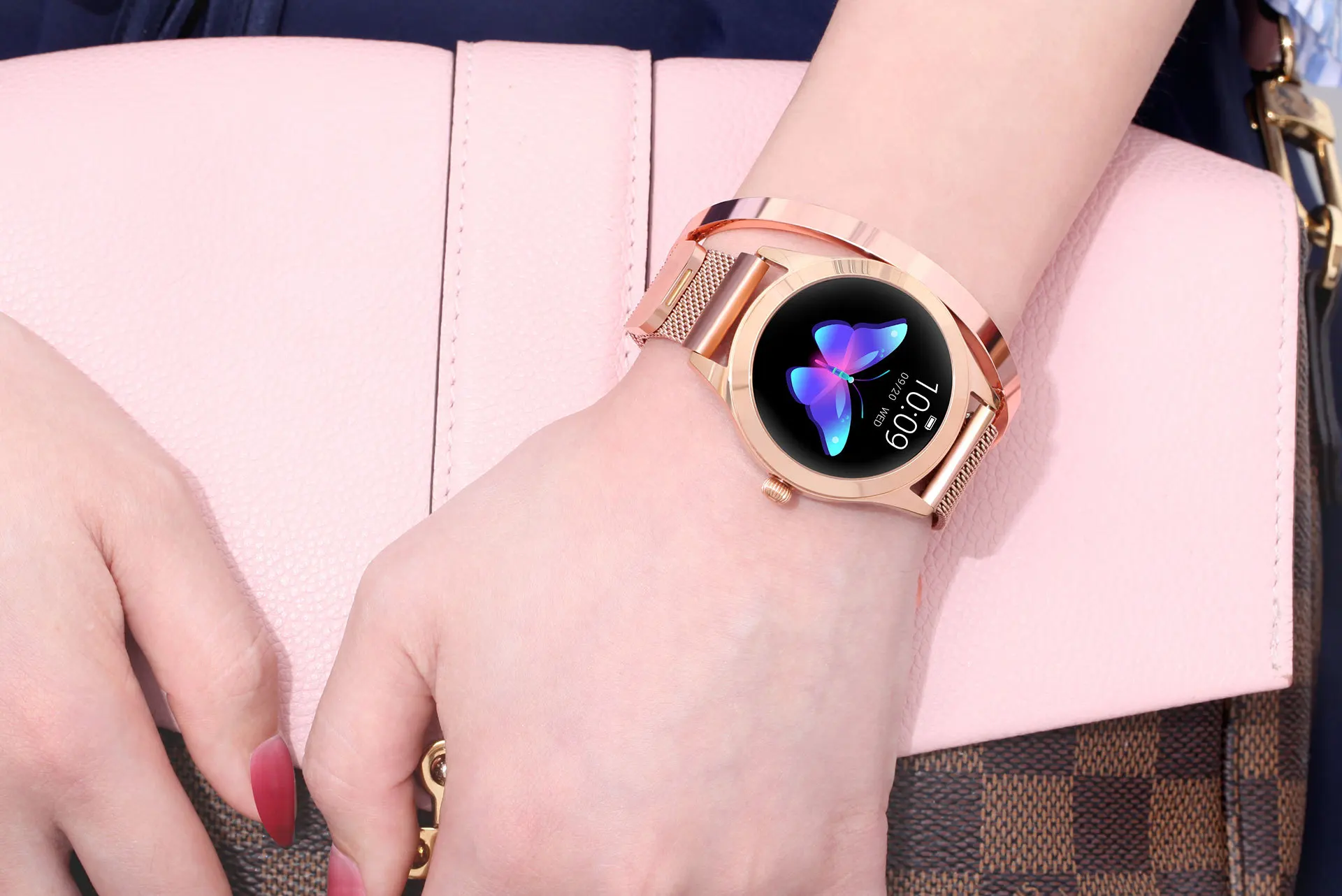 Женские умные часы браслет круговой экран из нержавеющей стали здоровый