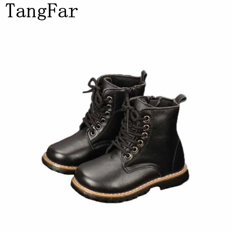 Осень 2020 Детские Водонепроницаемые ботинки из натуральной кожи Ботильоны на