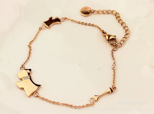 

Luck Dog Bone Titanium Steel Rose Gold Anklets Cubic Zircon Rose Gold Anklet Girls Anklet gift accessories