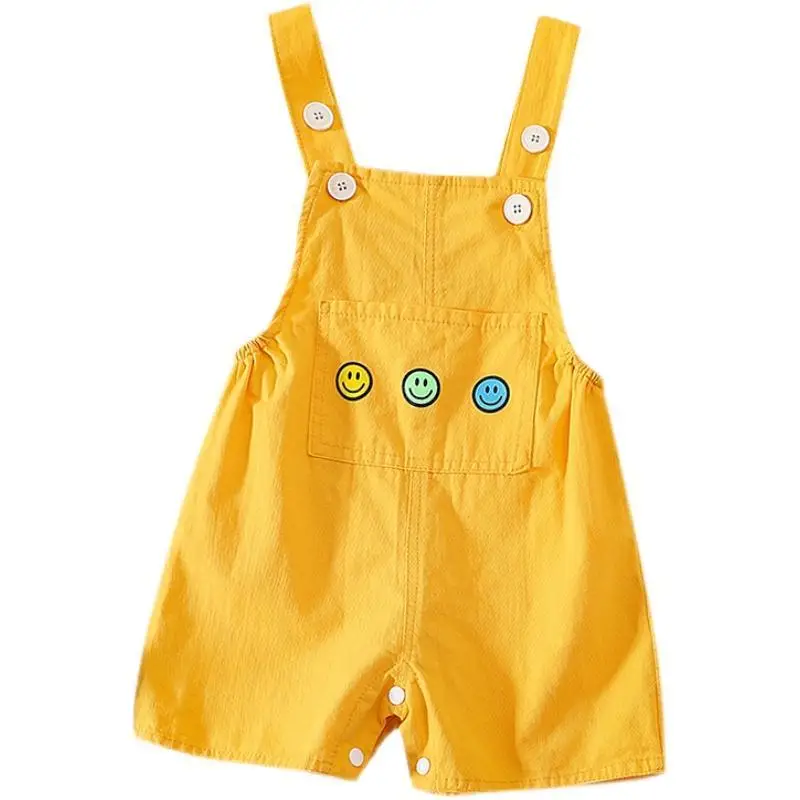 Детский летний комбинезон тонкий хлопковый на подтяжках с мультяшным