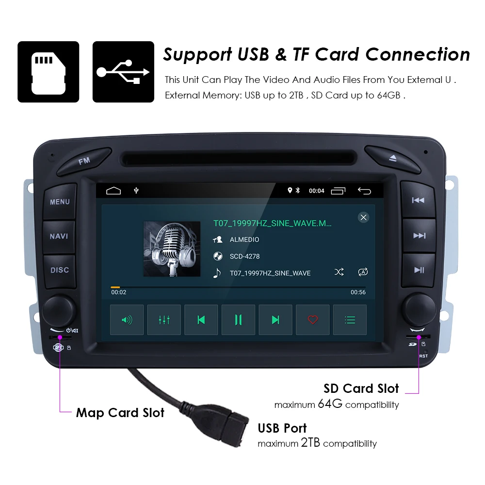 2 Din Android 9,0 Автомобильный DVD радио плеер Автомобильный Стерео gps navi для Benz W203 W208 W209 W210 W463 Vito Viano с wifi bt swc dab+ obd