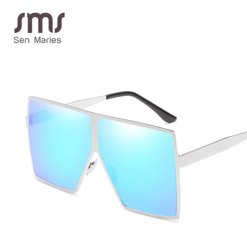 Очки с крупной квадратной оправой для женщин 2020 моды. Металлическая рамка, зеркальные линзы синего и золотого цвета, защита от УФ-лучей, стиль "винтаж".