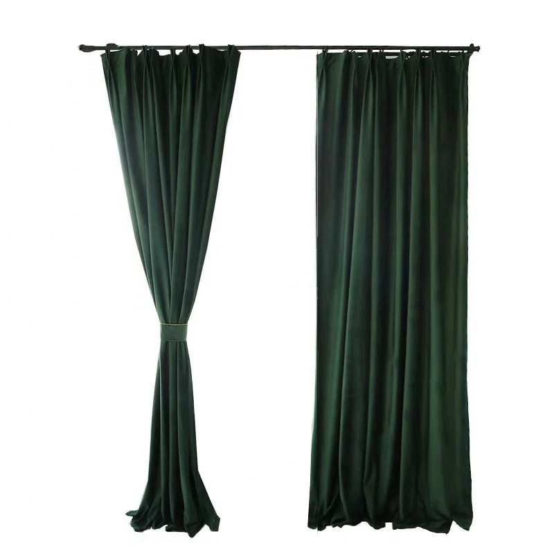 

High Grade Dark Green Velvet Plaid Blackout Curtain for Living room Bedroom Villa Hotel American Luxury Blue Window Drapes &E