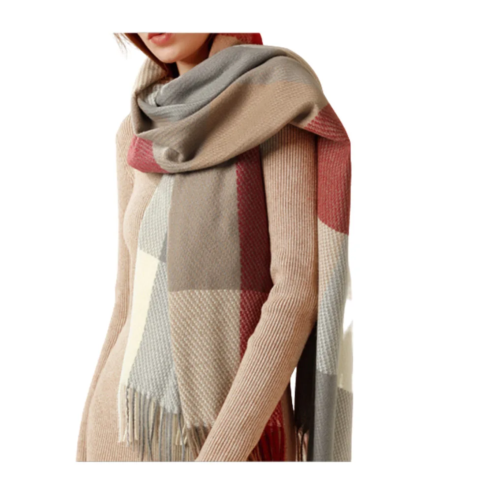 

Женский шарф, шаль с кисточками, женский и мужской роскошный клетчатый теплый толстый осенний мягкий кашемировый Модный мягкий шарф унисек...