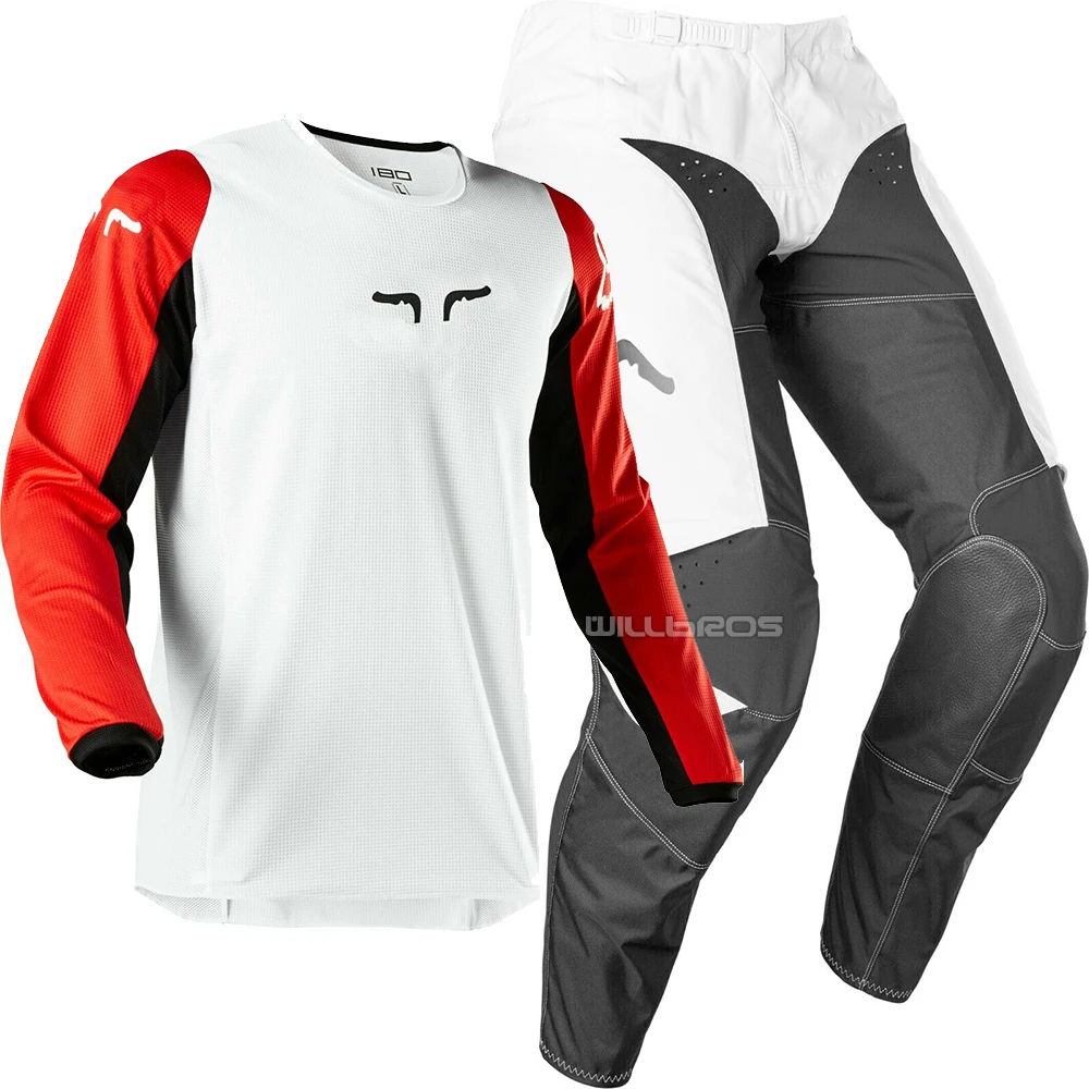 New DELICATE FOX 180 Prix Grey Jersey Pant Gear Combo for ATV DH MX Off-Road Scooter Dirt Bike Motocross Motorcycle
