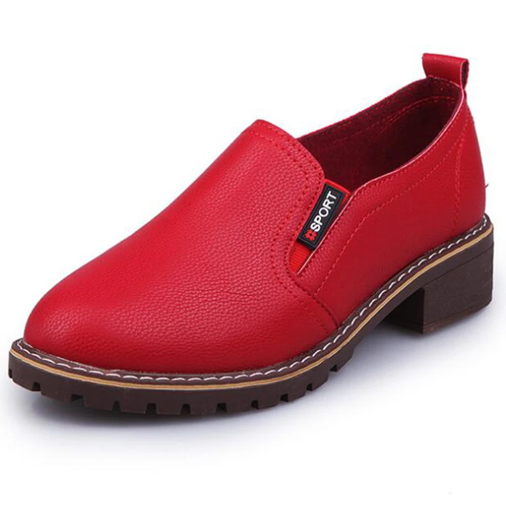 Женские ботильоны из ПУ кожи с круглым носком на низком каблуке|Женские