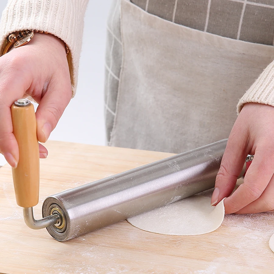

Stainless Steel Rolling Pin Semi Automatic Small Roller Rolling Stick Dumplings Cookware Deegroller Kitchen Dining Bar EB5MZ