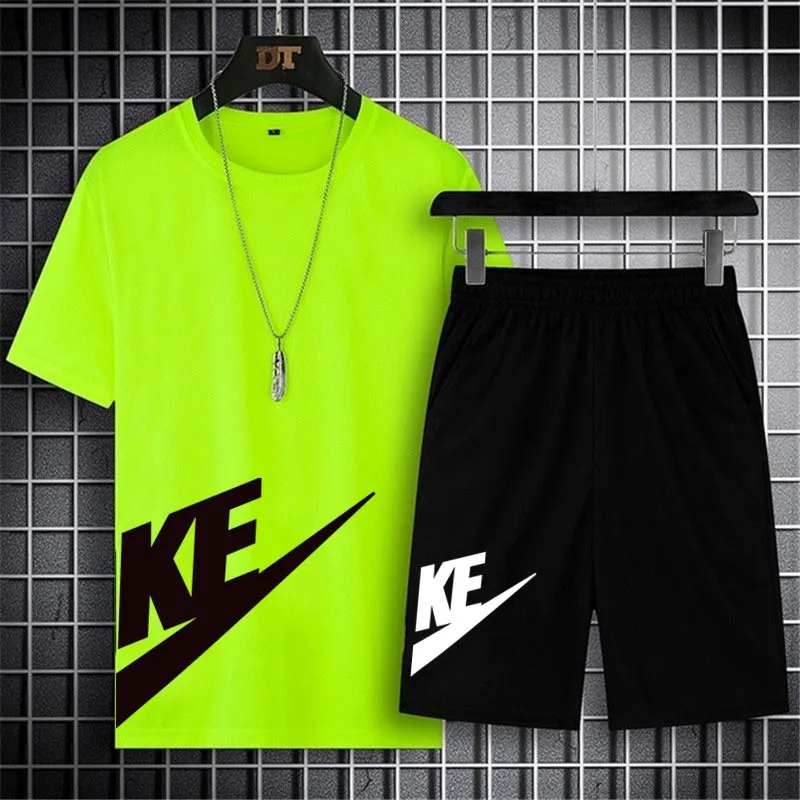 

Summer Men's T-shirt + Shorts Suit Breathable Casual T-shirt Running Suit Fashion Basketball Harajuku Printed Men's 2-Piece Set