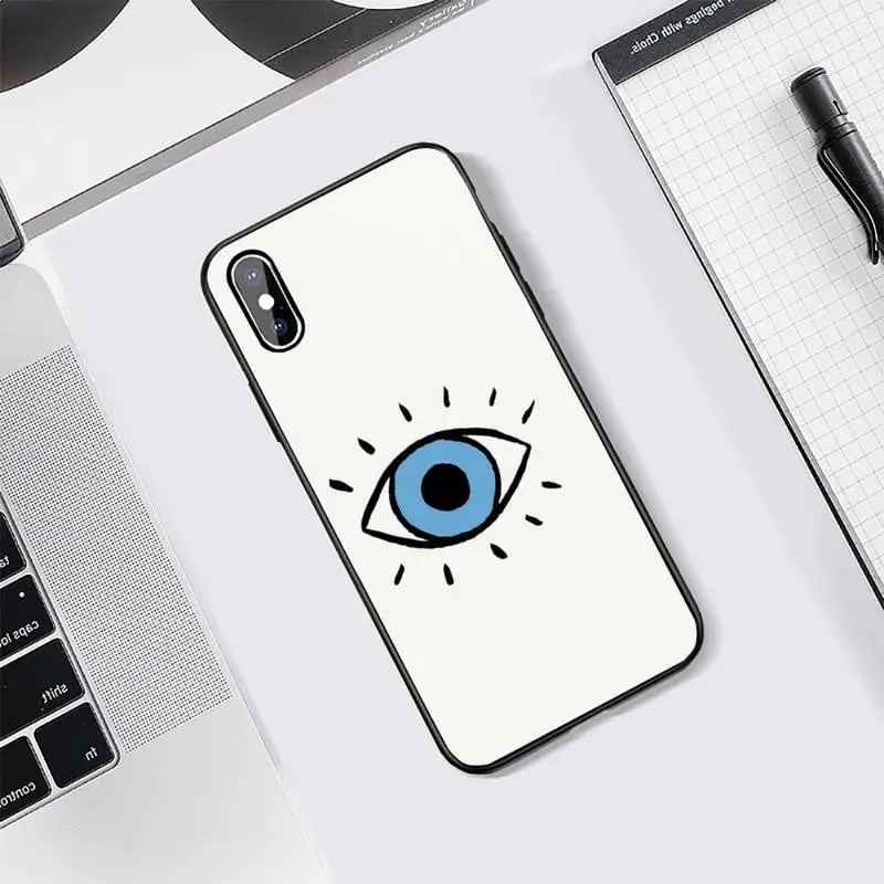 

Blue Evil Eye aesthetics funda coque cover Phone Case Tempered glass For iphone 5C 6 6S 7 8 plus X XS XR 11 PRO MAX