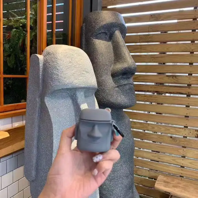 Чехол для AirPod 2 мягкий силиконовый чехол с 3d изображением каменной статуи