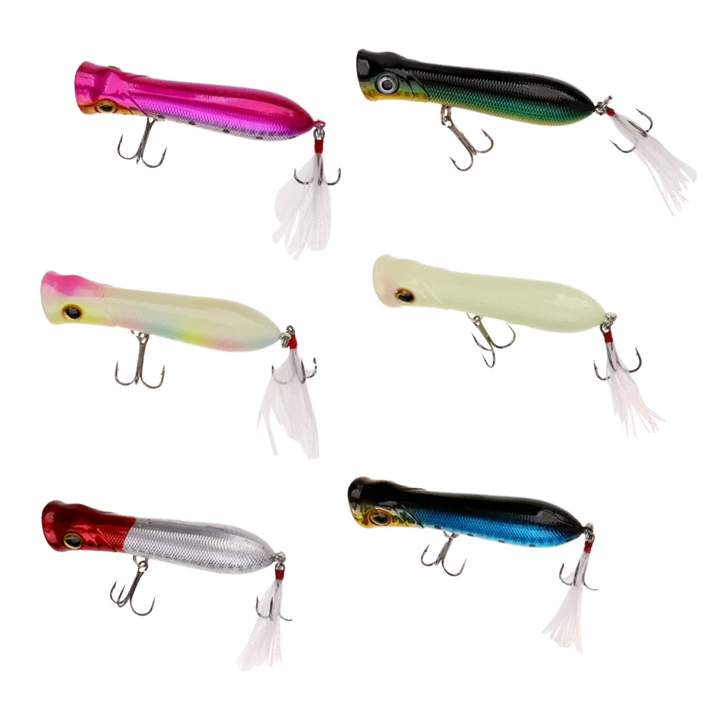 

6pcs Popper Floating Lure Hard Plastic Fishing Lure Artificial Bait Hook Lifelike
