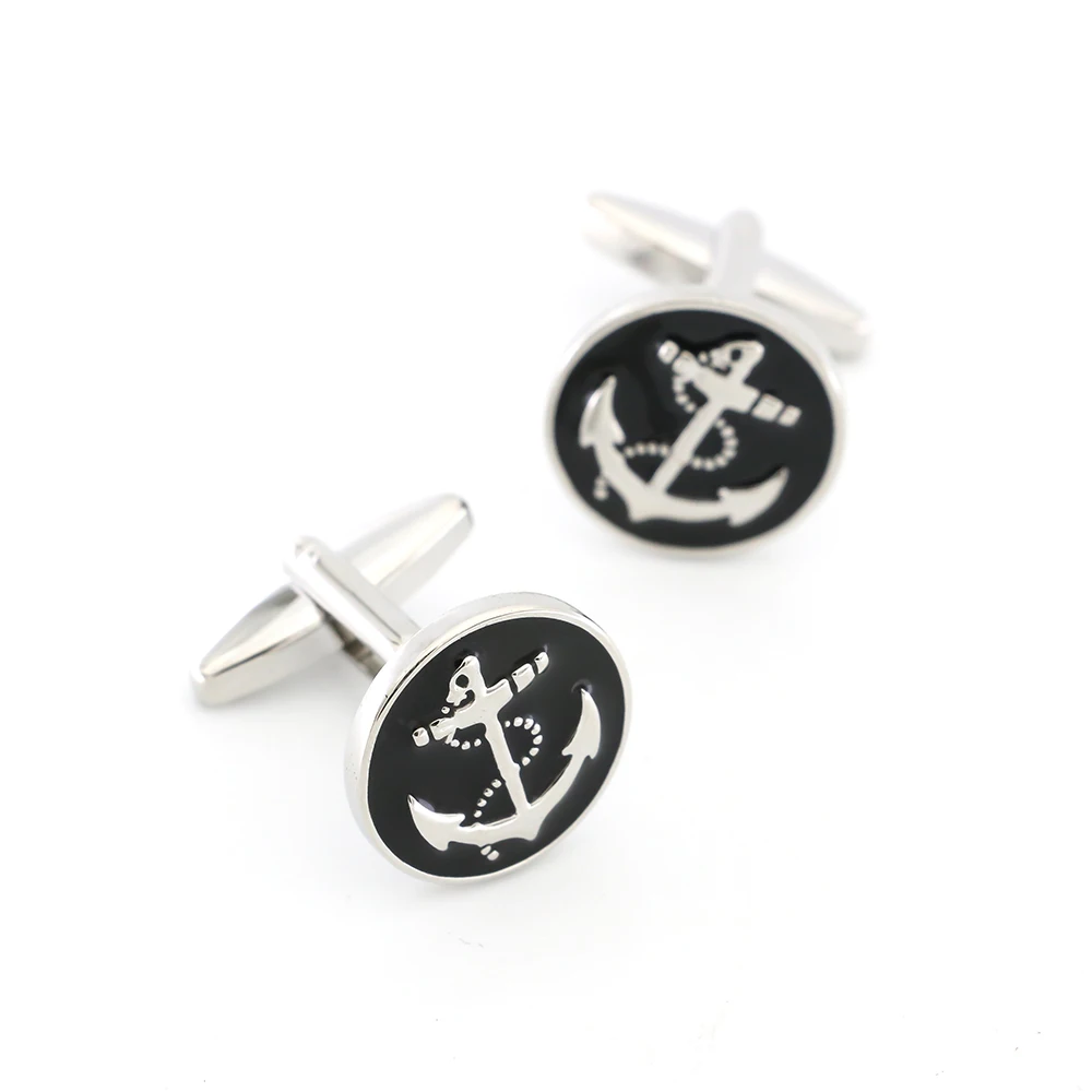 

Anchor Cuff Links For Men Seaman Design Quality Brass Material Black Color Cufflinks Wholesale&retail