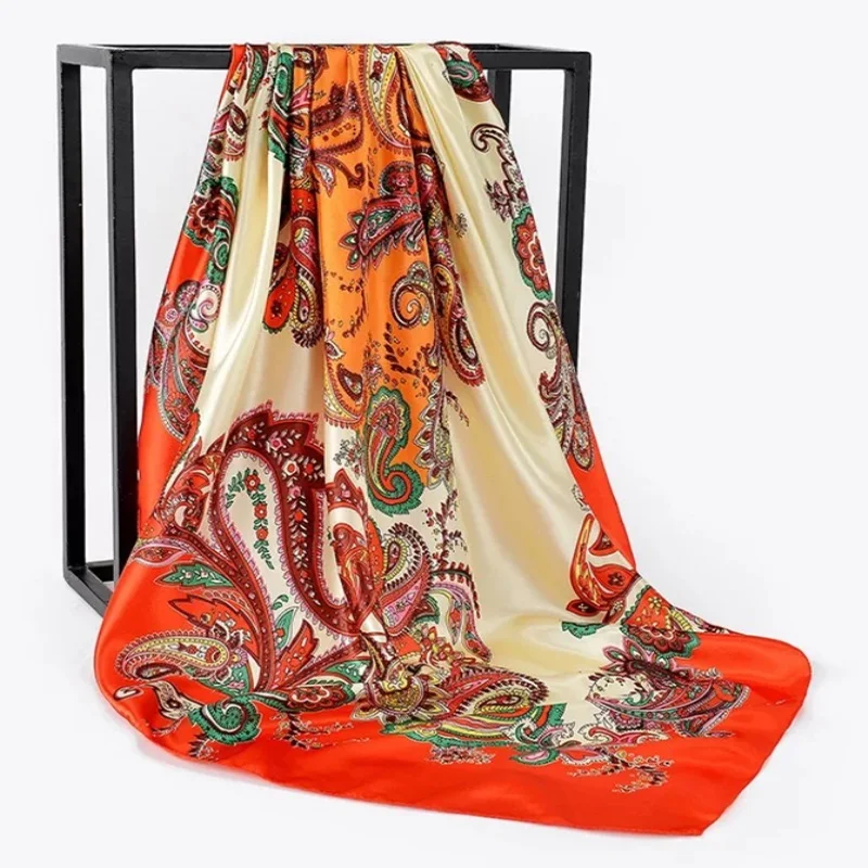 37 Классический квадратный женский шифоновый шелковый шарф 90 см, офисный женский платок, шаль, модный шарф, шарф-шарф, бандана, хиджаб, накидка - Цвет: 37