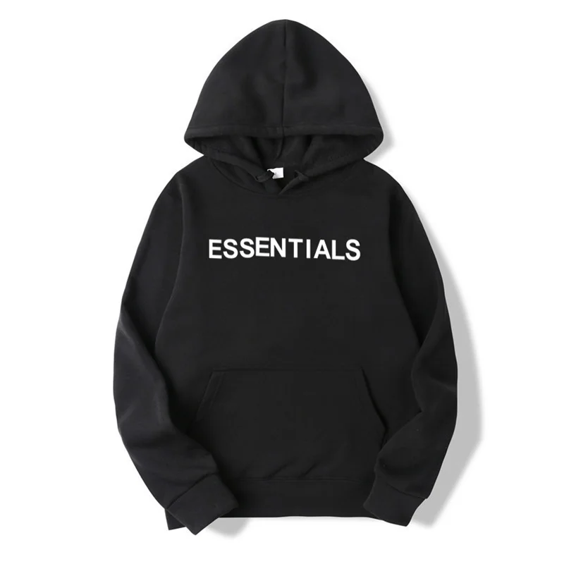 

ESSENTIALS Letter Hooded Top Men's Women's Loose Street Sweatshirt Kanye West Oversized Hip Hop Pullover Spring and Autumn