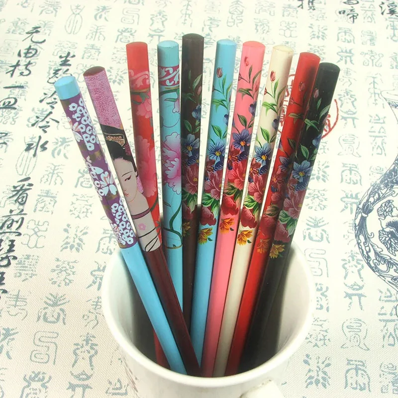 

2Pcs/Set Vintage Hair Pick Sticks Painting Japanese Wood Hairpin Hair Clip for Women Natural Chinese Wooden Chopsticks
