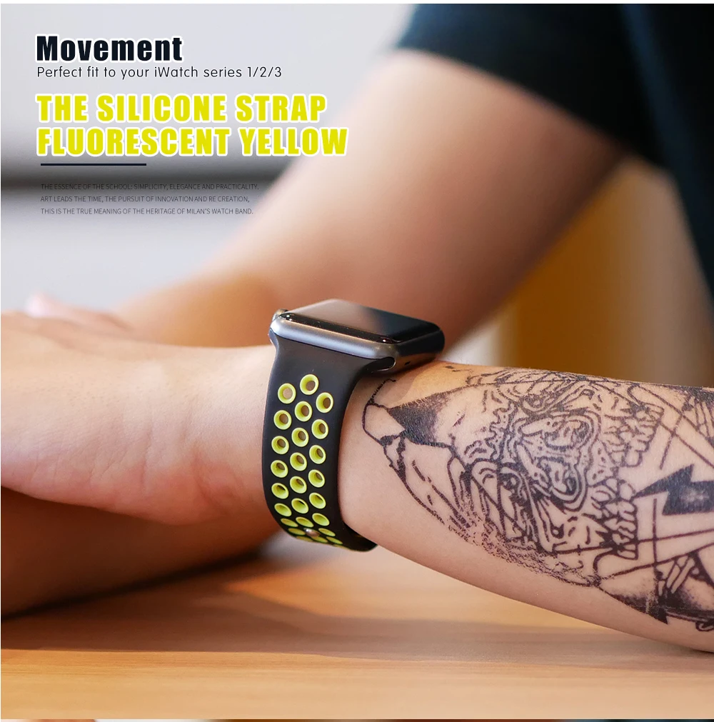 Band for Apple Watch 5 4 3 2 1 42MM 38MM soft Breathable strap Silicone Sports bands for Nike+ Iwatch series 5 4 3 40mm 44mm