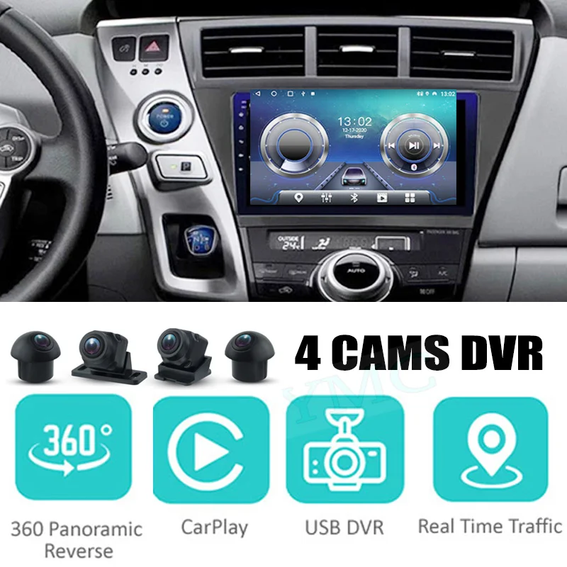 

Для TOYOTA Prius V Mebius a Plus ZVW Автомобильная аудионавигация стерео Carplay DVR 360 Birdview около 4G Android системы