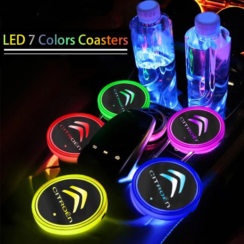 

1pcs LED Car Glass Holder Coasters Decor Decorative Lamp For Citroen C1 C2 C3 C4 C5 C6 C8 C4L DS3 DS4 DS5 DS5LS DS6 Auto Goods