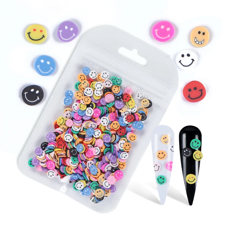 Симпатичные смайлики хлопья для ногтей блестки полимерная глина