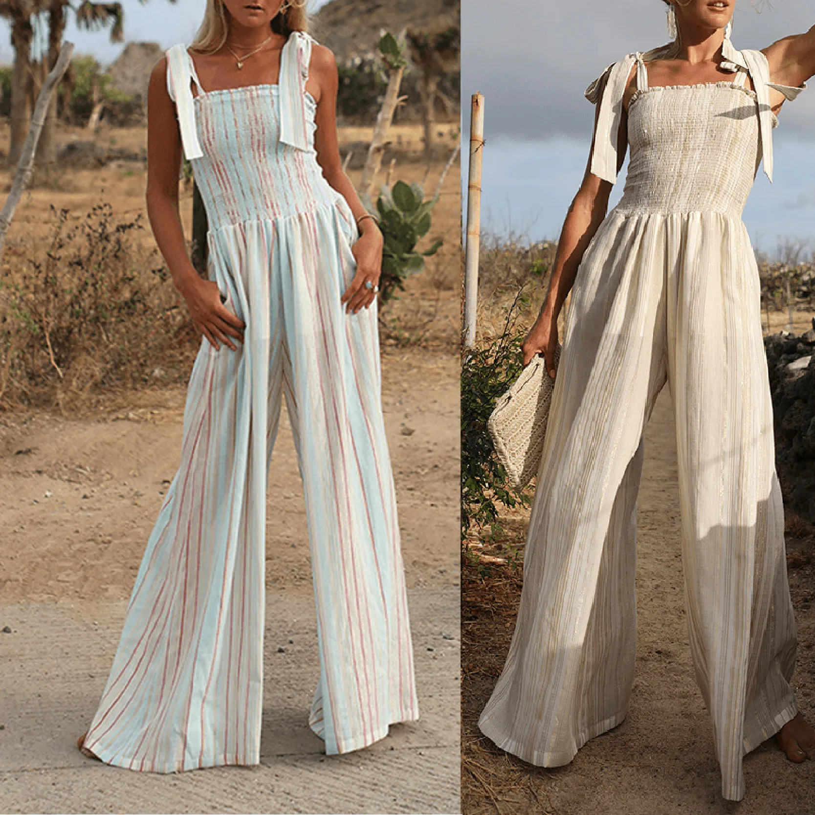 

Women's Jumpsuit Sexy Slim-Fit Pleated Suspenders Temperament Commuter New Unique Design High-Waisted Wide-Leg Trousers