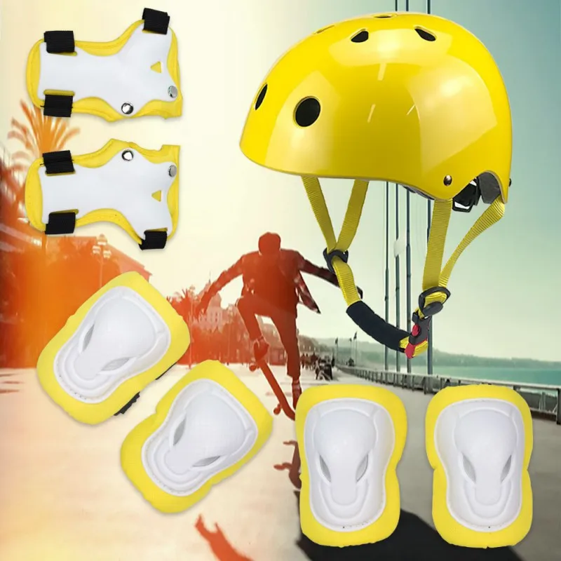 

7pcs S Children's Sports Protective Gear Skateboard Skating Helmet Protective Gear Set Knee Pads Wrist Elbow