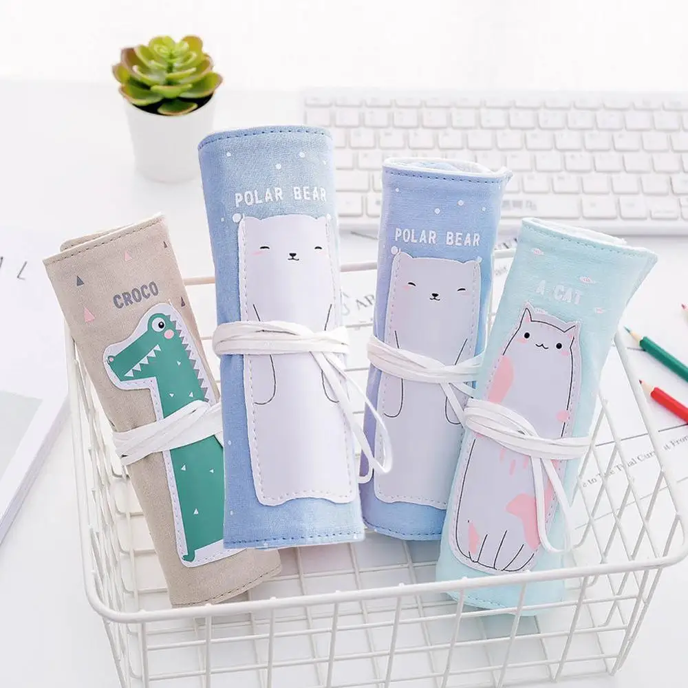 Холщовая оберточная Сумка-карандаш чехол для карандашей сумка кистей макияжа