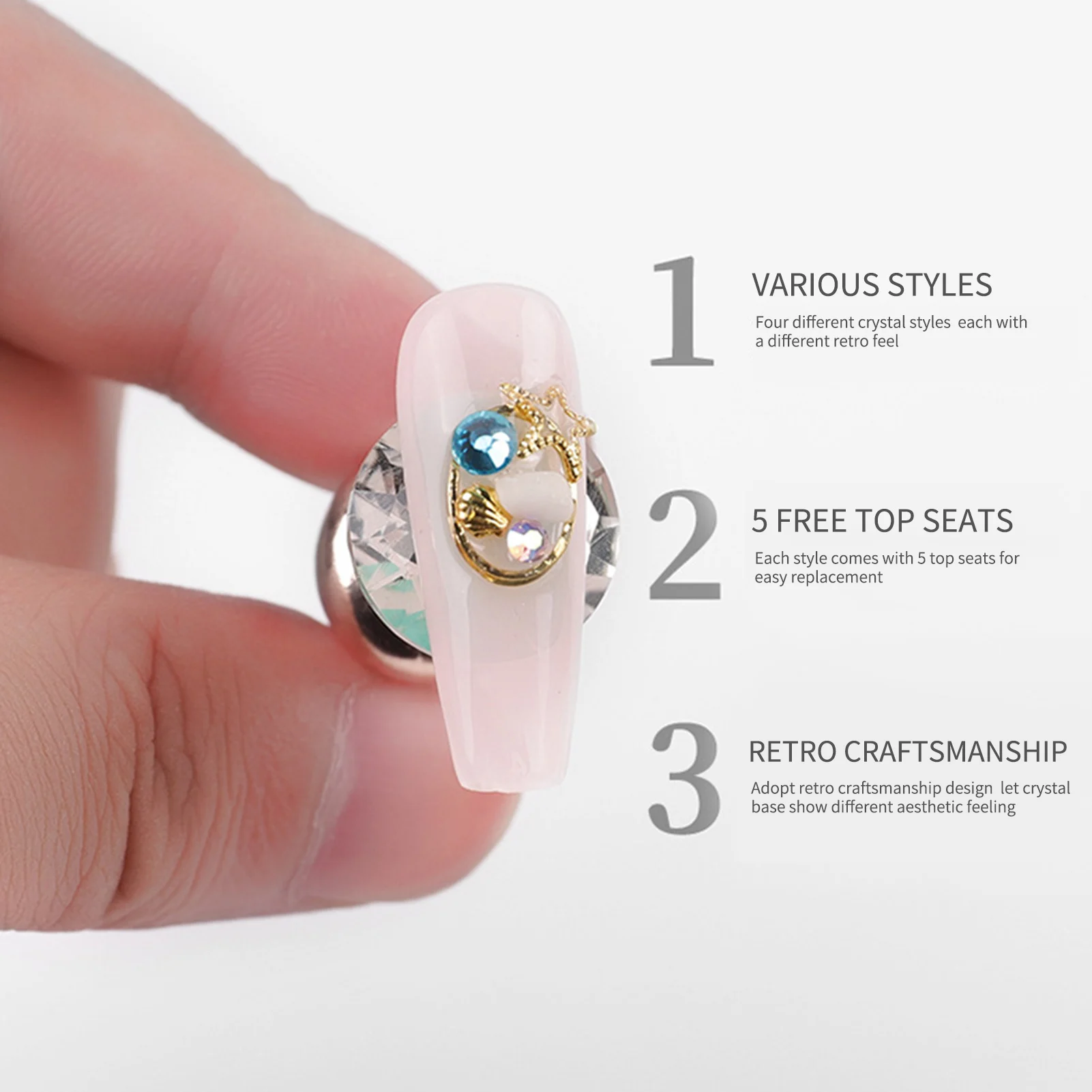 

Manicure Japanese Style Practice Lotus Seat Rhinestone Inlaid Base Nail Tip Tool