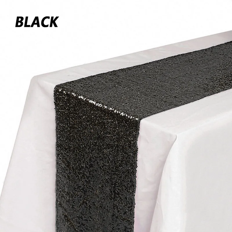 black Хит, 4 цвета, блестящая скатерть с блестками для стола, блестящая Скатерть для свадьбы, вечеринки, домашнего банкета, декор для спальни, 30x180 см, VC - Цвет: black