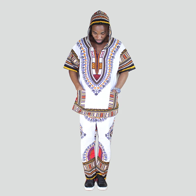 

Dashiki Set Top Hippie Unisex Blouse Hoodies and Pants Set Suit with Pockets Nigeria clothes