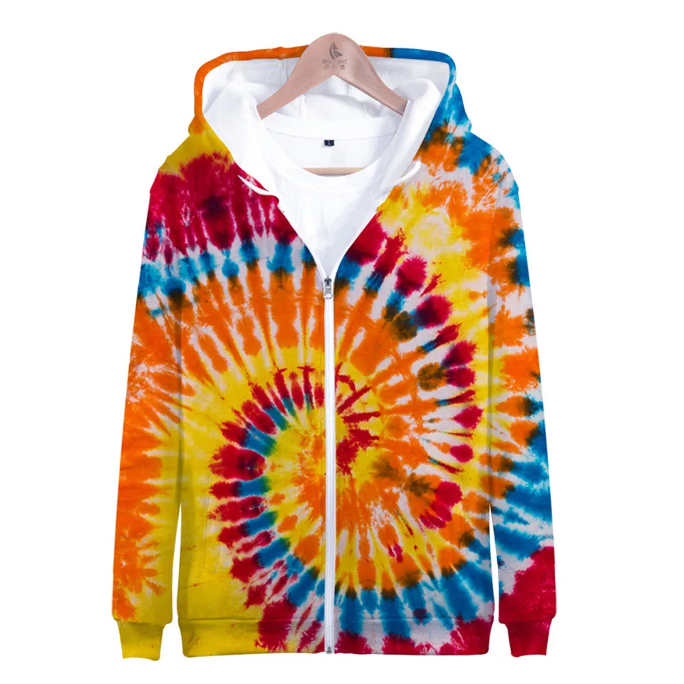 

Men/Women Zipper Hoodies Tie Dye 3D Printed Hoodie Boys Girls Colorful Paisley Streetwear Jacket Coat Funny Clothes