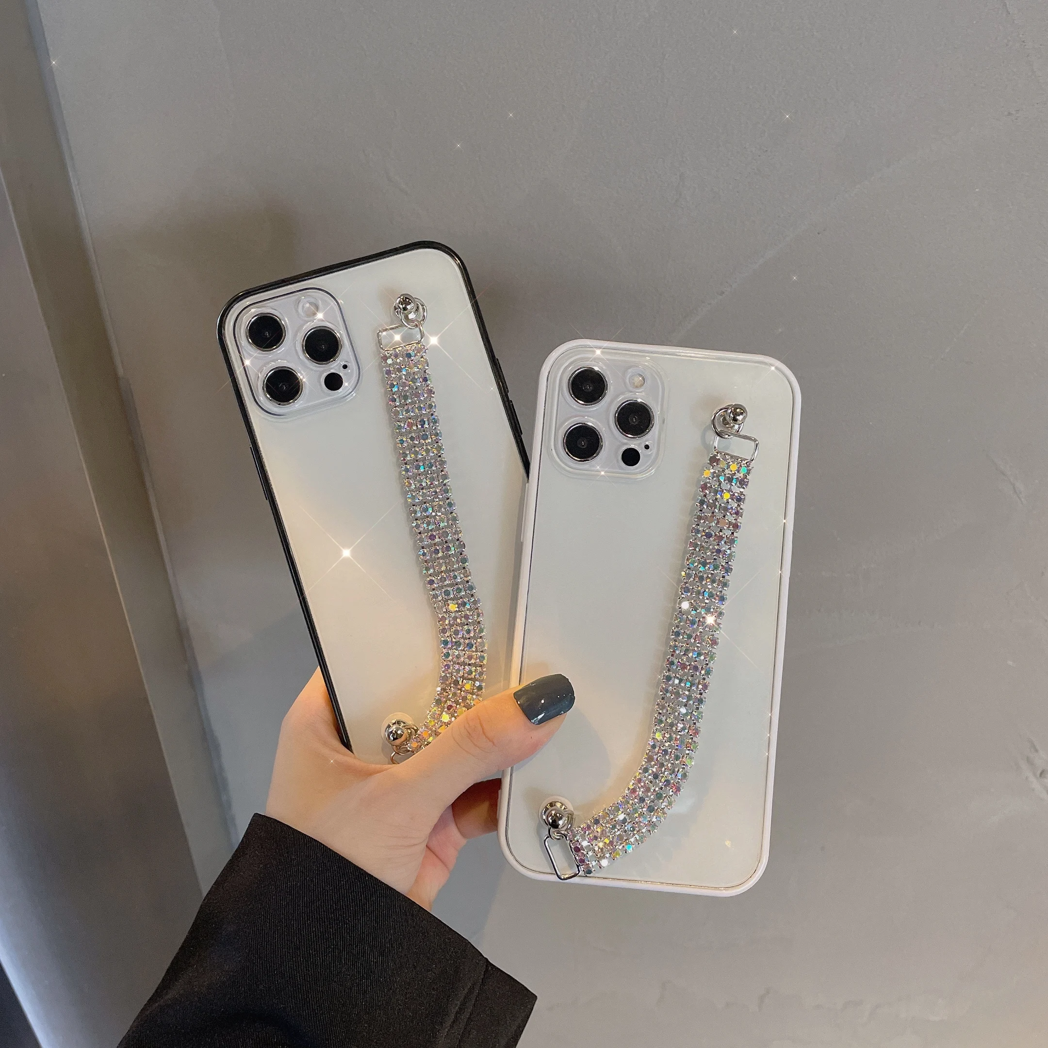 Чехол для Apple 8Plus роскошный XR diamond 7P chain XMAX прозрачный SE2 Силиконовый 7Plus Мягкий