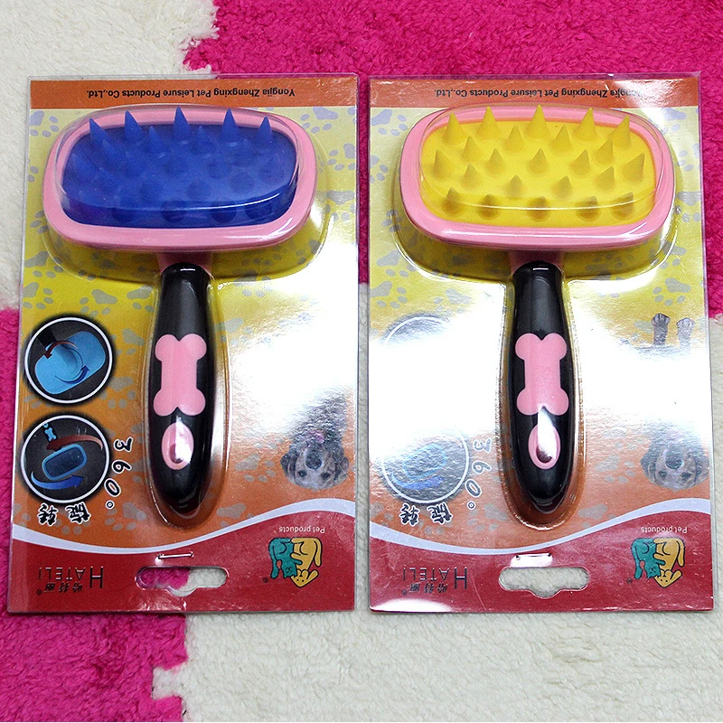 

Cute Colors Silicone Pet Dog Cat Grooming Comb Brush for Bathing Cleaning Massage Plastic Brush Comb for Dogs Cats Random Color