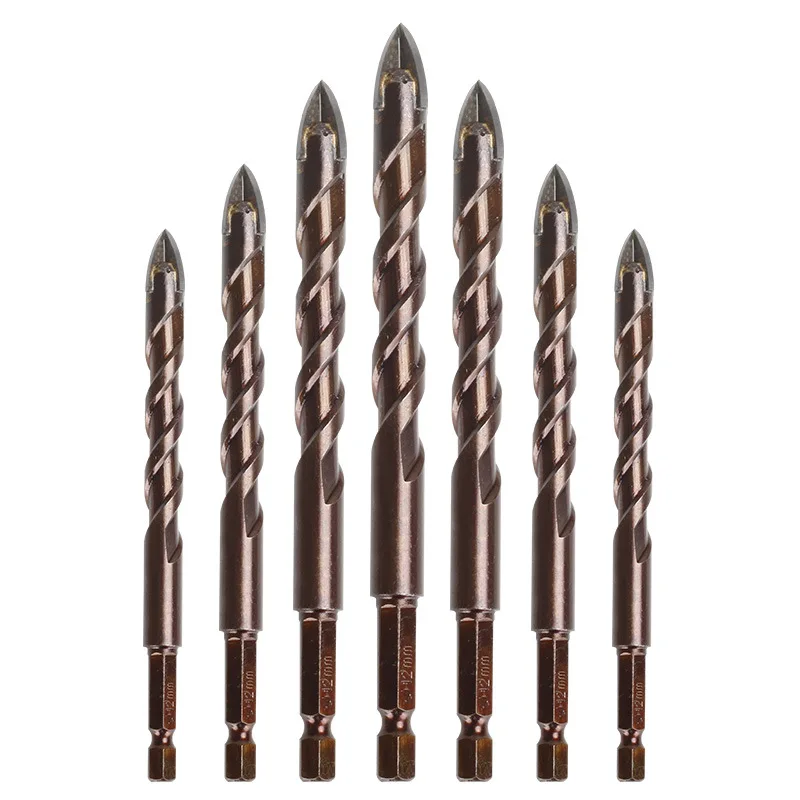 

3 4 5 6 7 8 10 12mm hexagon shank four-blade drill bit, can be used for glass, ceramic, metal drilling, concrete drill bit