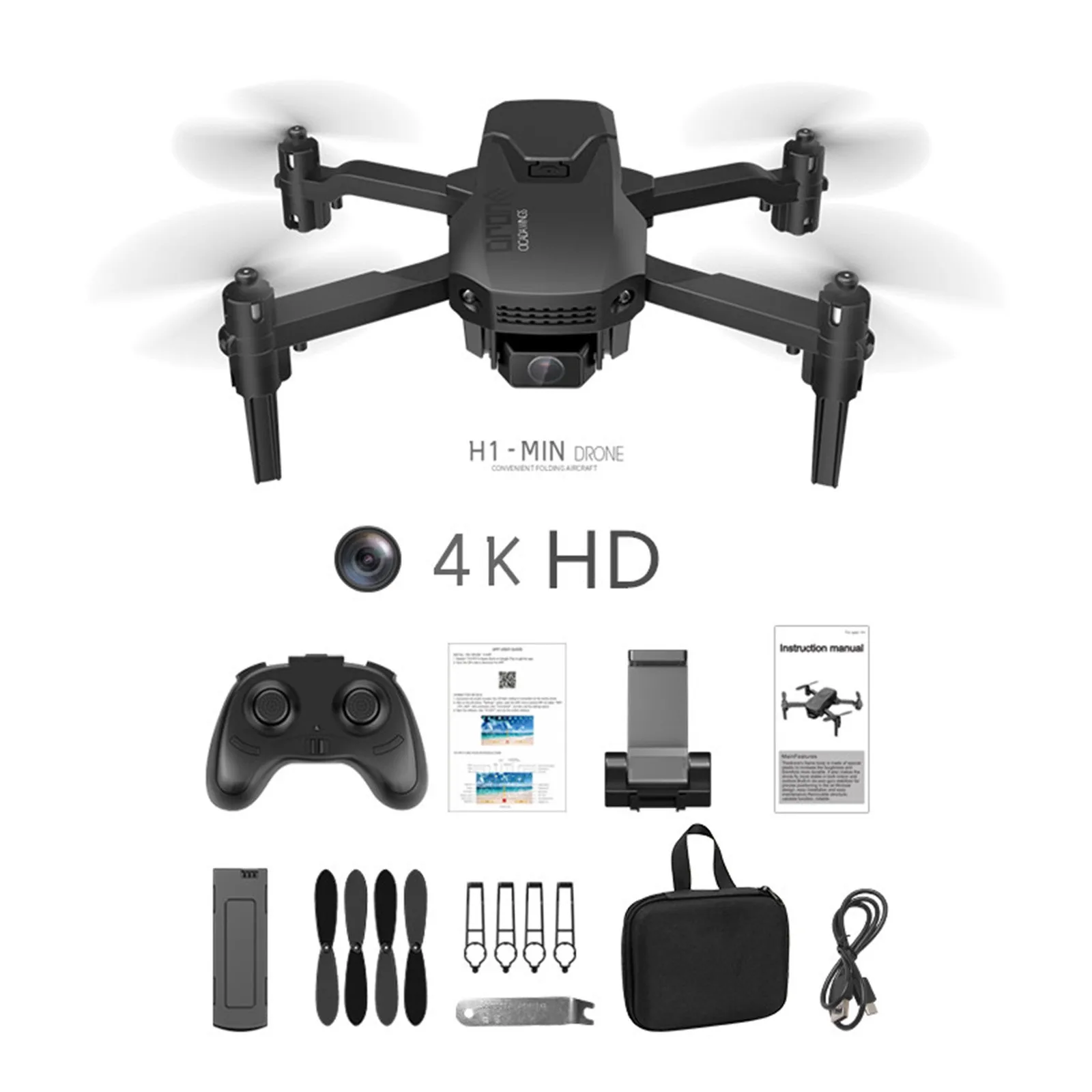 

H1 Mini Folding Drone 4k Hd Aerial Photography Drone With Camera 2.4g Fpv Fixed Height Quadcopter Rc Helicopter Children Rc Toys