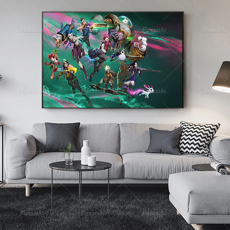 

Modern Painting Wall Art Canvas Arcane Jinx Vi League Of Legends TV Series Posters And Prints Game Picture HomeLiving Room Decor
