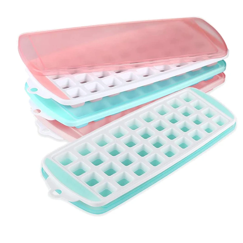 

Горячий силиконовый квадратный поднос для льда с крышкой, штабелируемые квадратные подносы для льда, квадратные формы для льда, 4 упаковки д...