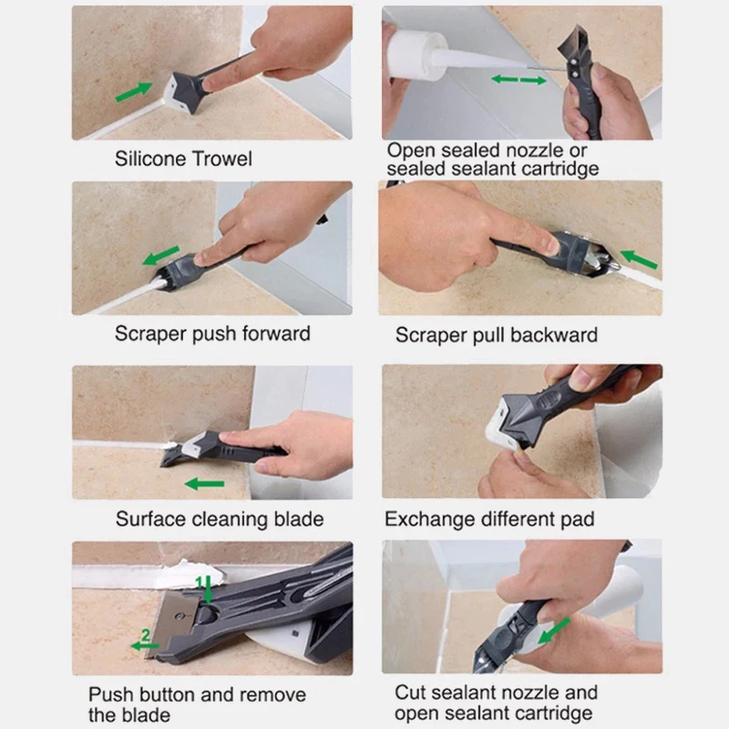 

Hot 5-in-1 Glass Glue Angle Scraper Adhesive Residue Scraper Caulk Finishing Tool PLD