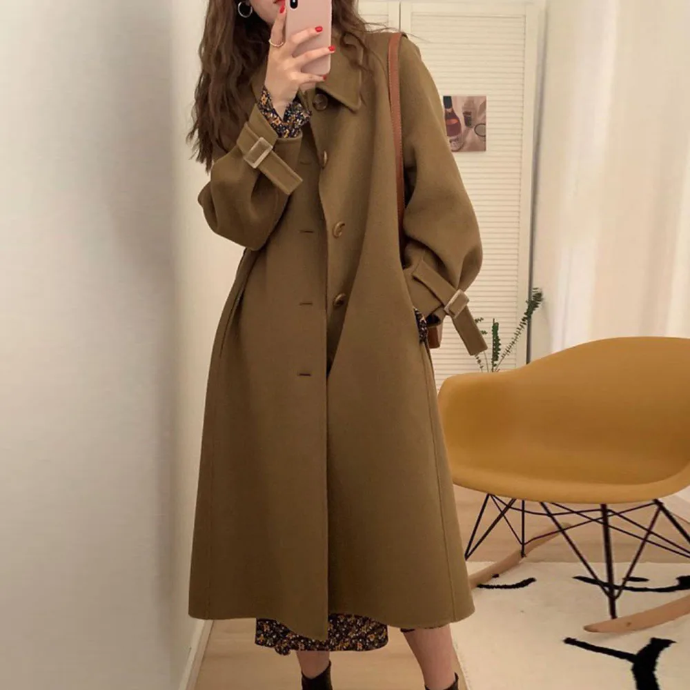 

Jacket Women's Hepburn Style Autumn And Winter New Plus Cotton Thickened Woolen Coat Mid-length Office Lady Outwear Temperament