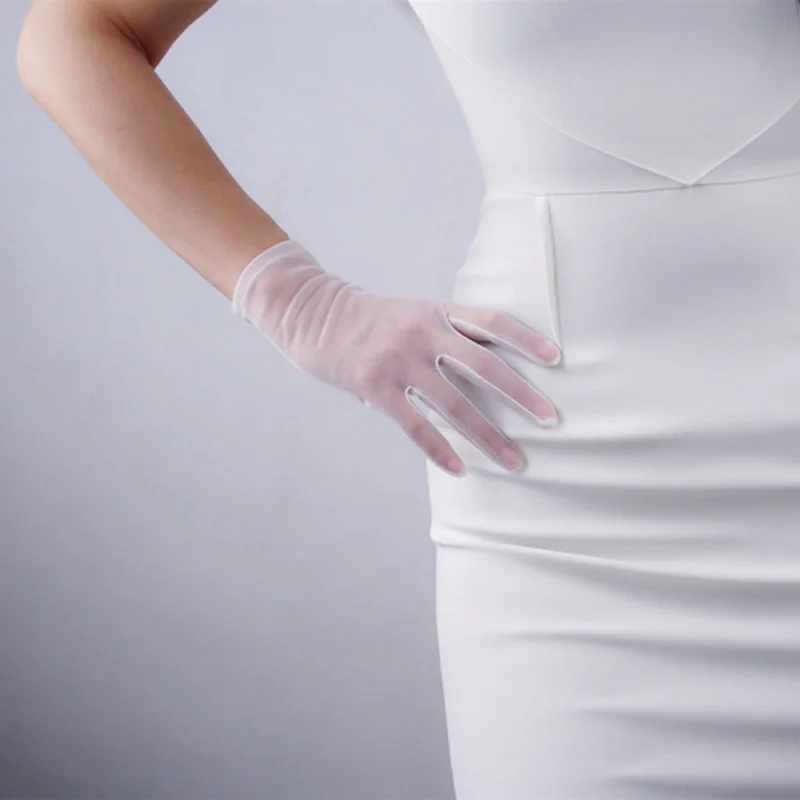 Женские сексуальные кружевные солнцезащитные перчатки однотонные белые черные