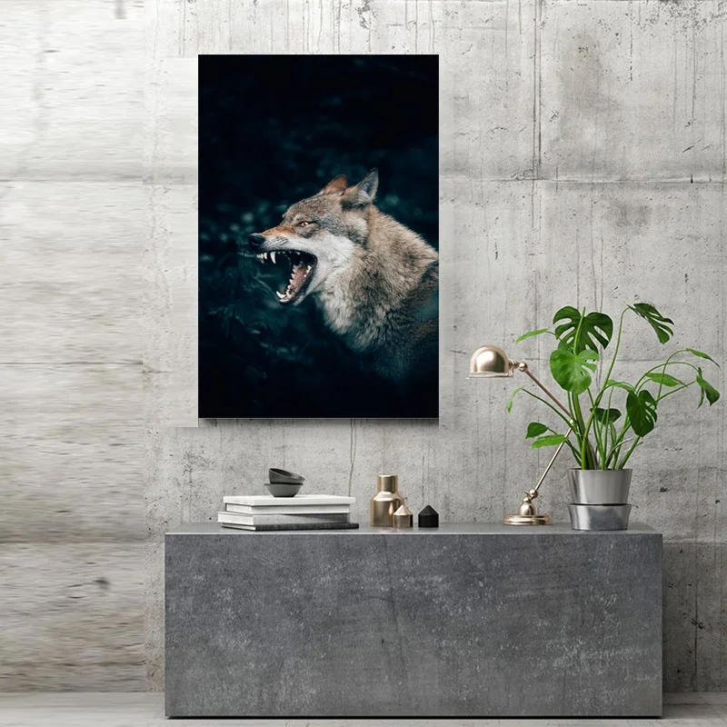 

Wild Wolf Black Background Canvas Painting Mordern Minimalist Home Wall Art Print Aisle Decor Bedroom Custom Poster