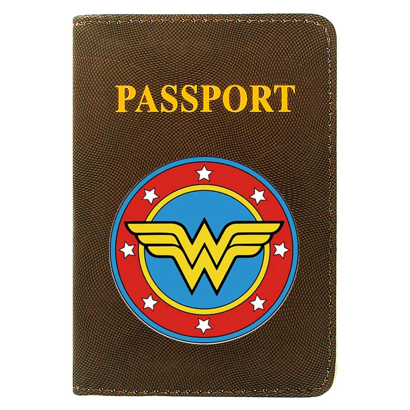 

Fashion Wonder Woman Printing Women Men Leather Travel Passport Cover