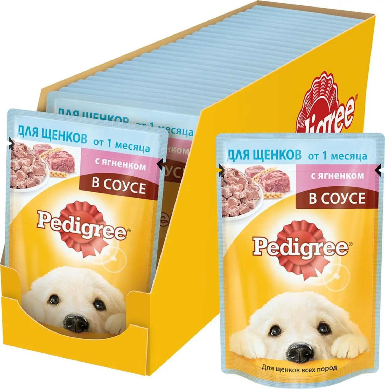 Pedigree пауч для щенков (кусочки в соусе) Ягненок 24*85 г.|Влажный корм собак| |