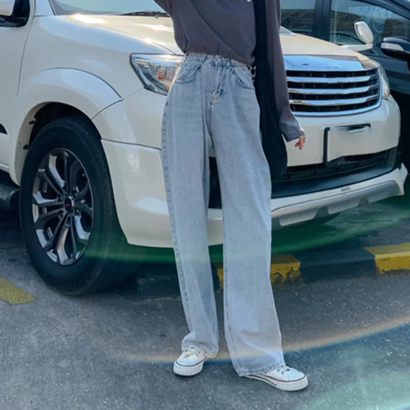 

High Waist All Match Long Denim Pockets Trousers New Loose Fit Pants Women Fashion Tide Spring Autumn 2022 C855