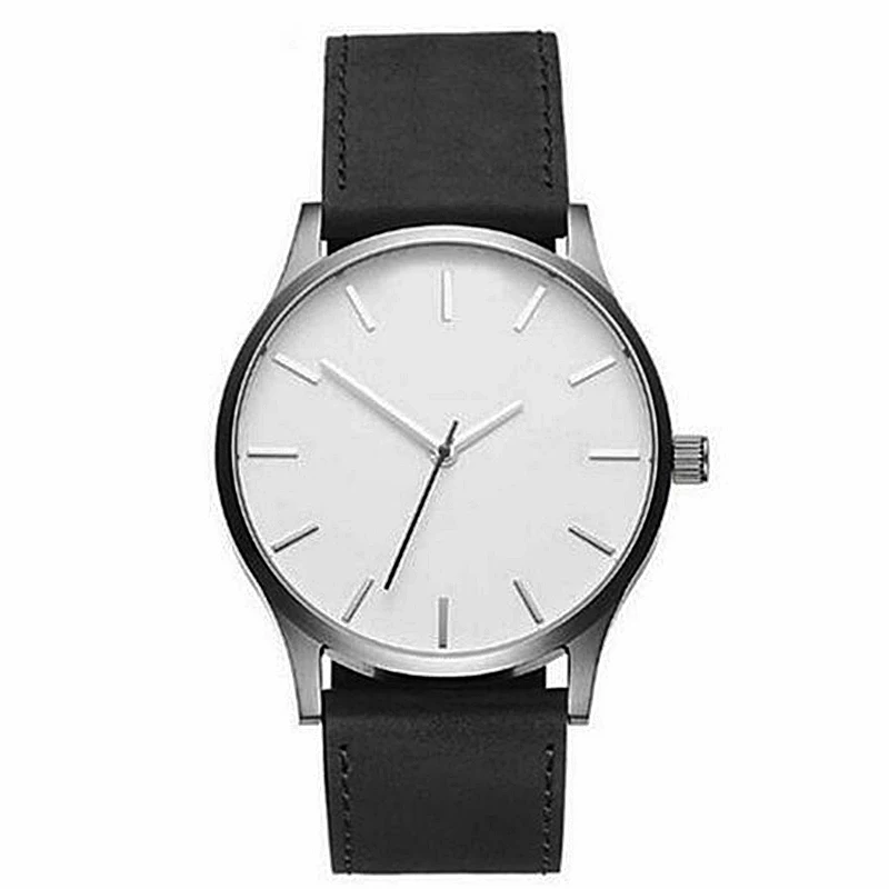 Часы reloj hombre 2020 модные мужские часы спортивные с кожаным ремешком кварцевые без