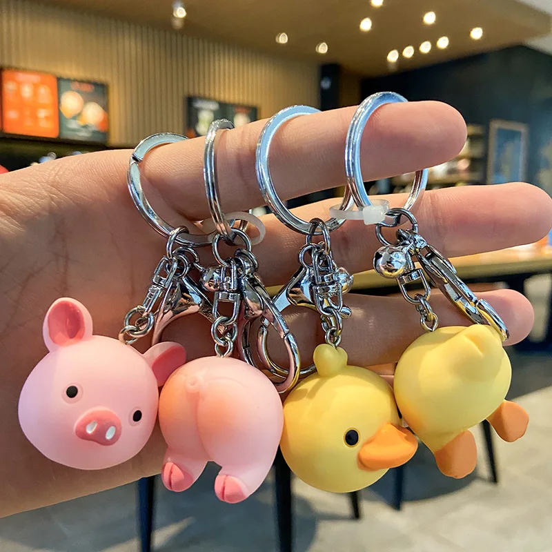 

2021 Cute Cartoon Small Yellow Duck Resin Couple Bag Keychain Mobile Phone Small Pendant Diy Accessories Key Chain
