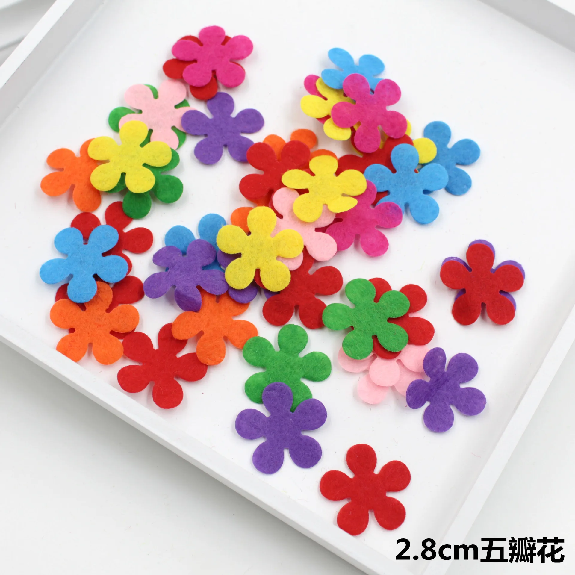 1-26 XICC 100PCS Colorful Nonwoven Round Flower Wool Felt Fabric Hair rope DIY Handmade Accessory Sticker Applique Patches Felt Pad - Цвет: 1-26