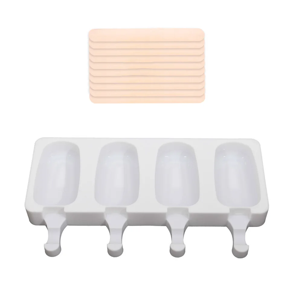 

4 Cell Big Size Silicone Ice Cream Mold Popsicle Molds DIY Homemade Dessert Freezer Fruit Juice Ice Pop Maker Mould with Sticks